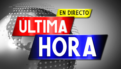 Live breaking news in Spanish with world map in background - 3D illustration