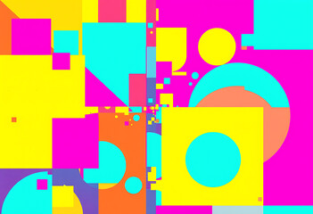 A vibrant abstract composition of geometric shapes in a colorful design