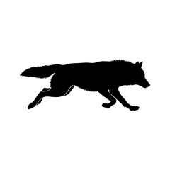 Running Wolf Silhouette Vector Art