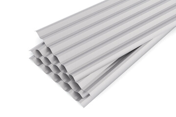 Steel roof sheets. Metal sheet roof. on white background. 3d illustration.