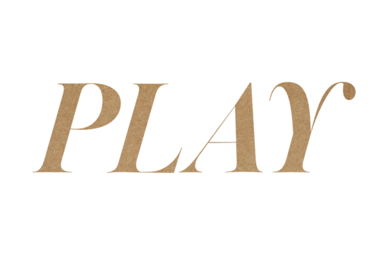 Brown paper typography text play isolated on transparent background