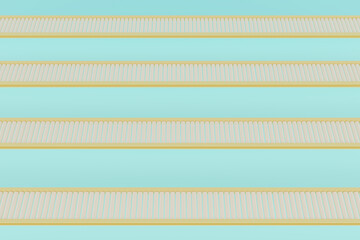 Top view conveyors line, industry business, Roller conveyor logistic line, 3D rendering.