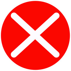 Red Error Cross Symbol Icon on White Background