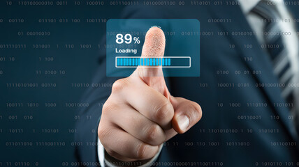 Securely access your digital world with advanced biometric fingerprint scanning technology and seamless data loading progress