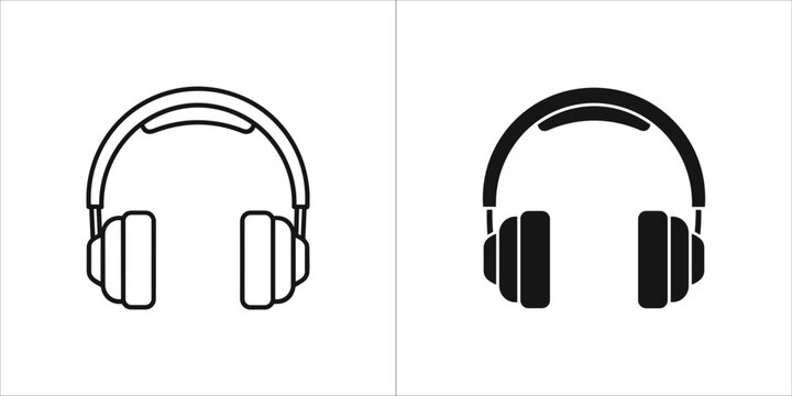 Two icons of headphones, one outlined and one filled, on a