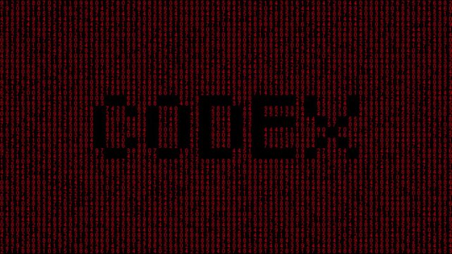 Digital codex binary animation with abstract matrix background.