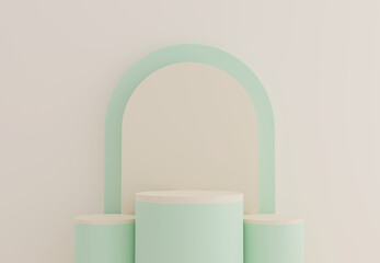 Pastel colored display stand, abstract scene for product mockup, 3D rendering.
