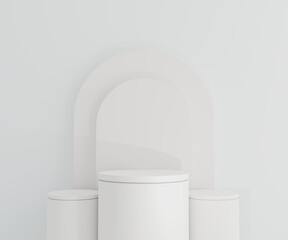White podium display. Abstract scene for products mockup. 3D rendering.
