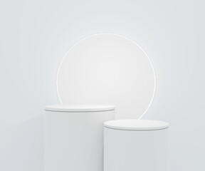 White podium display. Abstract scene for products mockup. 3D rendering.