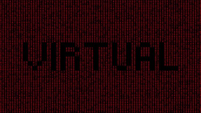 Binary virtual reality code animation with futuristic design.