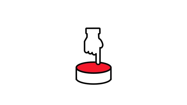 A hand pushes a red button set on a clean platform, presenting a moment where decisions matter as small actions can activate powerful changes with simple pressure