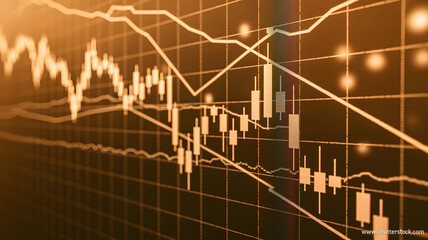Dynamic financial trading chart with rising and falling market trends displayed on a digital screen