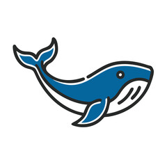 Obraz premium Stylized blue whale illustration with defined lines and curves 