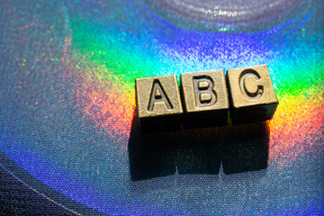 ABC Word text on wooden cube blocks