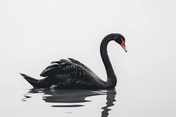 Elegant black swan on water