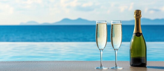 Champagne celebration by the infinity pool on a perfect getaway vacation