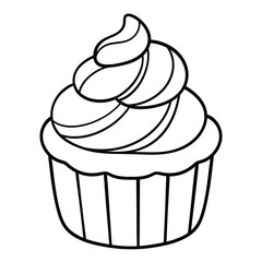 Cupcake with Whipped Cream Outline
