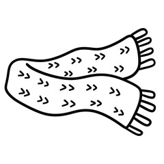 Knitted Scarf  Line Art Illustration 