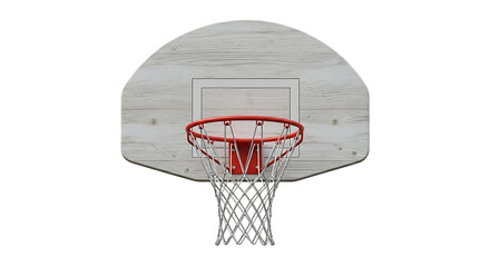 Naklejka premium White Wood Grain Basketball Backboard with Red Rim and White Net, isolated on a white or transparent background, cutout, PNG