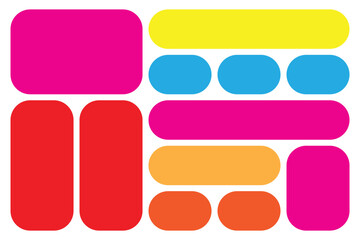 Rectangle shapes colorful rounded corners set abstract