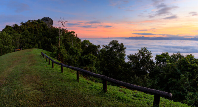 Doi Samer Dao or Doi Samoe Dao Viewpoint mountain and mist, Nan, Thailand