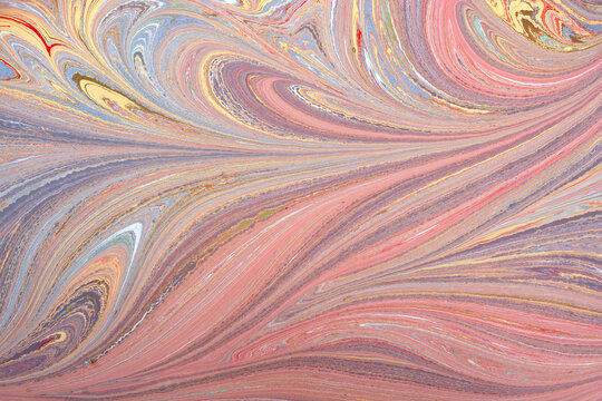 Abstract creative round marble pattern texture. Traditional art of Ebru marbling