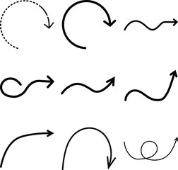 Black Doodle Icons Set &ndash; Arrows, Hearts, Flowers, Abstract Shapes Collection