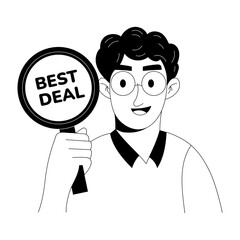 Hand drawn style illustration depicting best deal