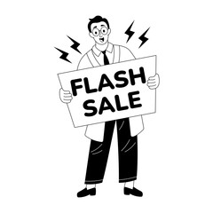 A sketchy style illustration showing flash sale