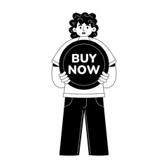 A doodle style illustration showing buy now