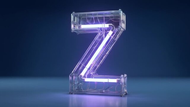 Neon letter z illuminated against dark background for digital designs