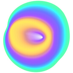 Isolated Gradient Shape. Holographic Blob For Collage Or Sticker. Abstract Element on Transparent Background. Cutout. Bright Rainbow Colors. Purple, Pink, Green And Yellow Gradient Shape.