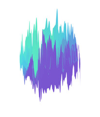 Isolated Gradient Shape. Holographic Blob For Collage Or Sticker. Abstract Element on Transparent Background. Cutout. Bright Rainbow Colors. Purple, Green, Blue And Turquoise Gradient Shape.