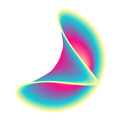 Isolated Gradient Shape. Holographic Blob For Collage Or Sticker. Abstract Element on Transparent Background. Cutout. Bright Rainbow Colors. Pink, Blue, Yellow And Green Gradient Shape.