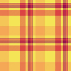 Variety pattern plaid check, indoor background textile tartan. Sexual vector seamless texture fabric in yellow and orange colors.
