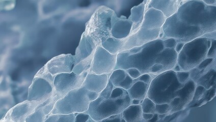 Abstract Blue Cellular Structure - Microscopic View of Interconnected Cells.