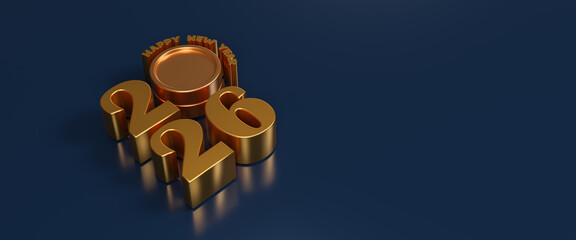 2026 text background. Happy New year and business concept strategy and copy space. New year saving money and financial planning, creative idea for business growth. 3d rendering illustration