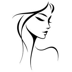 Minimalist beautiful woman portrait silhouette