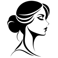 Minimalist beautiful woman portrait silhouette