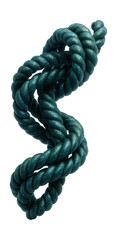 Intertwined helical strands form a coiled-coil protein structure like a rope.