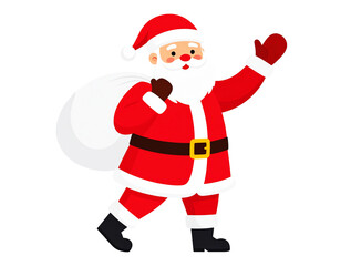 クリスマスプレゼントを持った笑顔のサンタクロース