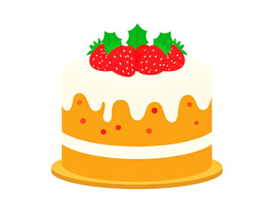 白い生クリームと苺のバースデーケーキ　お誕生日　クリスマスケーキ