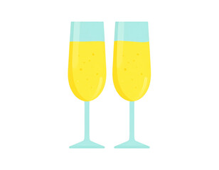 グラスに入ったシャンパンのイラスト　乾杯