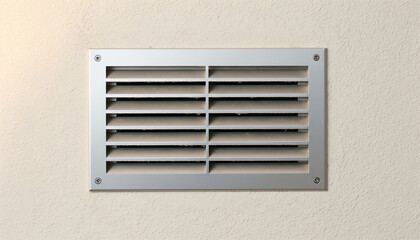 Close-up of ventilation grille on textured wall.