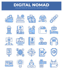 Digital Nomad Icons. Ultimate Guide to Remote Work and Online Business