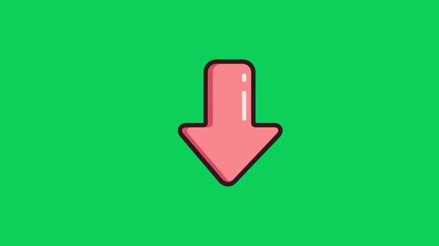 Animated down arrow on vibrant green, perfect for call-to-action buttons, scrolling prompts, or engaging navigation cues in modern digital designs