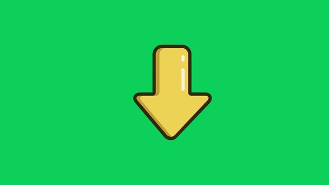 Simple green arrow pointing down on a bright green background, symbolizing direction and movement, perfect for modern graphic design needs.