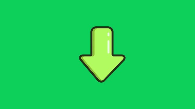 Vibrant green arrow points downward, signaling movement, direction, or decrease with modern animated flair for dynamic digital content.