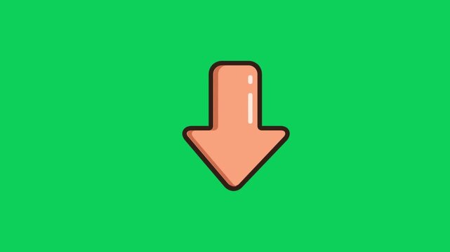 Dynamic downward arrow animation symbolizing progress decline or directional change in a vibrant green digital interface, perfect for business metrics.