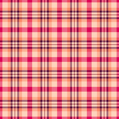 Scottish pattern fabric seamless, upscale check background tartan. Floor textile vector texture plaid in red and orange colors.